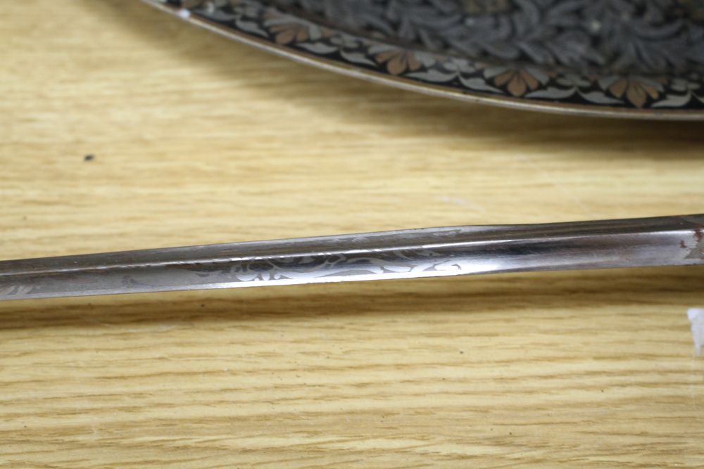 A cut steel dress sword by Ede & Ravenscroft of London and two brass hilted dress swords